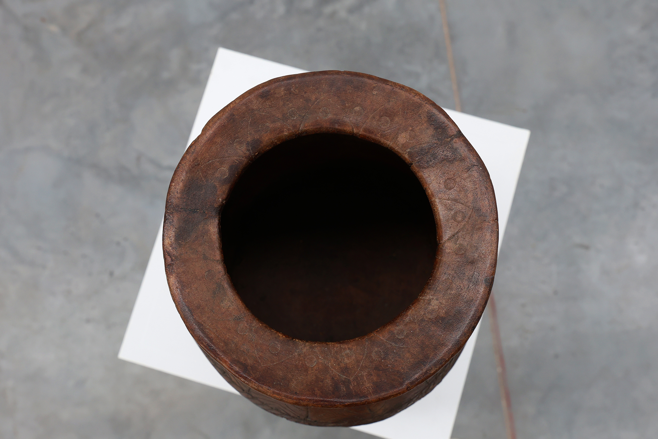 Rare Rustic wabi sabi style vase in solid wood, France 1800sthumbnail